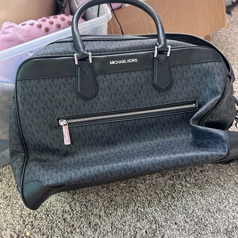 Michael Kors Black and Gray duffle large Bag